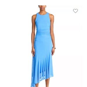 Steve Madden Blue Asymmetrical Ruched Cocktail Dress